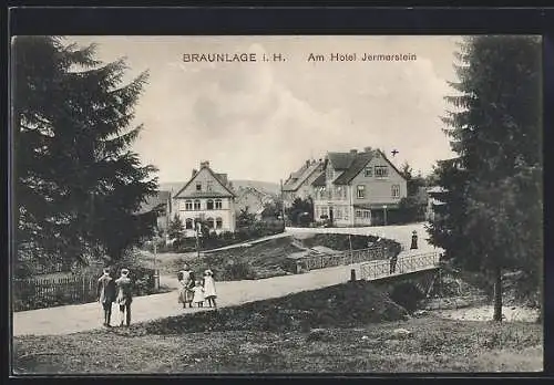 AK Braunlage / Harz, Teilansicht mit Hotel Jermerstein