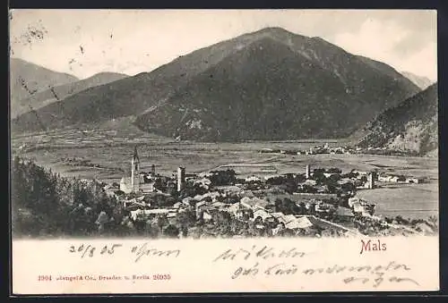 AK Mals, Blick über den Ort, um 1900