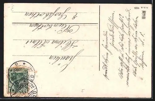 AK Postkutschen preschen durch einen Ort, Neujahrsgruss