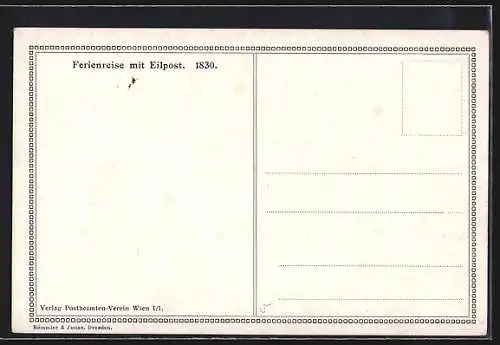 Künstler-AK Postkutsche der Eilpost auf Ferienreise 1830