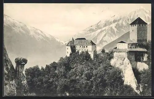 AK Meran, Schloss Tirol mit Sand-Pyramiden