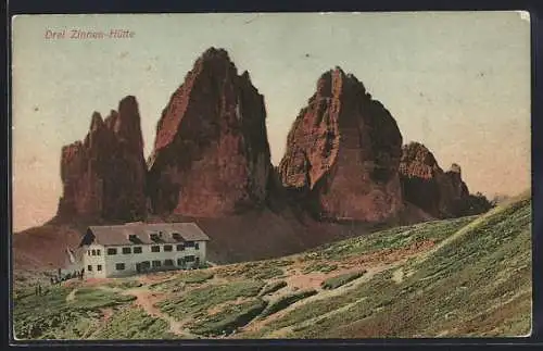 AK Drei Zinnen-Hütte, Berghütte mit Umgebung