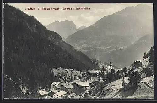 AK Andraz in Buchenstein, Teilansicht des Ortes in den Tiroler Dolomiten