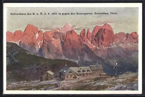 Künstler-AK Edward Harrison Compton: Rifugio Monte Pez, Dolomiten