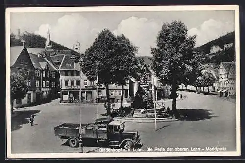 AK Biedenkopf a.d. Lahn, Die Perle der oberen Lahn - Marktplatz mit LKW