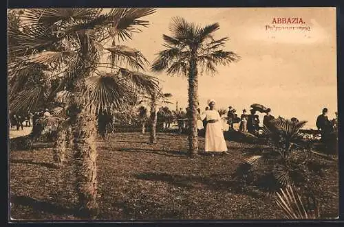 AK Abbazia, Ansicht der Palmengruppe am Südstrand