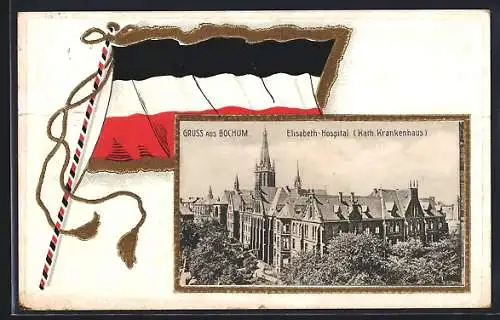 AK Bochum, Elisabeth-Hospital (Kath. Krankenhaus), Passepartout mit Reichsflagge