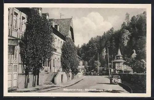 AK Rübeland, Blankenburger Strasse mit Café