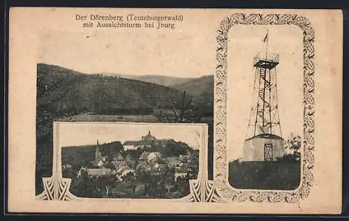 AK Iburg /Teutoburgerwald, Dörenberg mit Aussichtsturm, Teilansicht, Panorama