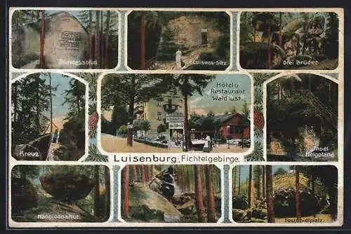 AK Luisenburg / Fichtelgebirge, Hotel-Restaurant Waldlust, Luisen-Sitz, Napoleonshut