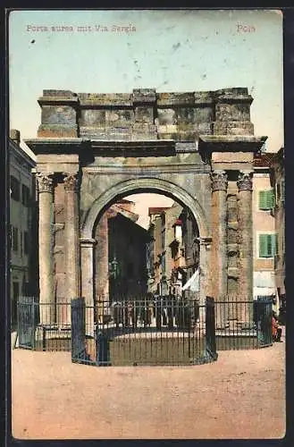 AK Pola, Porta aurea mit Via Sergia