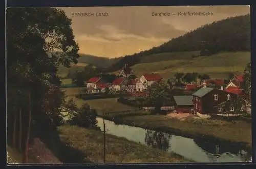 AK Burgholz / Barmen, Kohlfurterbrücke, Ortsansicht mit Fluss