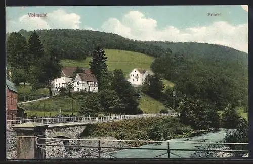 AK Priorei, Ortsansicht von der Brücke aus