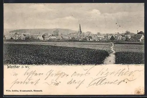 AK Werther i. W., Ansicht vom Feld aus
