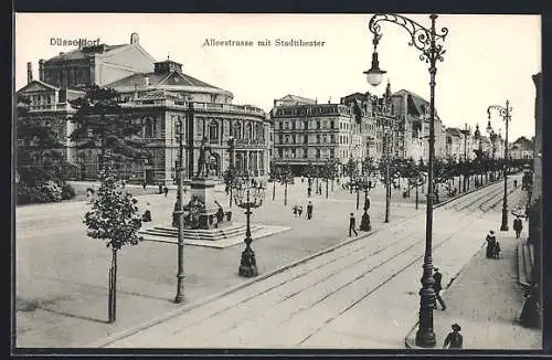 AK Düsseldorf, Alleestrasse mit Stadttheater