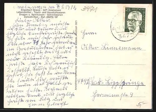 AK Amelunxen /Weserbergland, Siedlung, Kirche, Ehrenmal