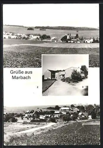 AK Marbach / Sa., Gesamtansicht und Strassenpartie mit Dr.-Theodor-Neubauer-Oberschule