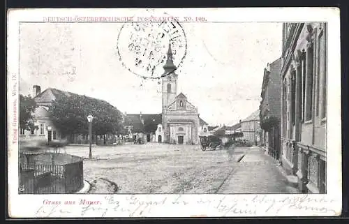 AK Wien-Mauer, Strassenpartie mit Kirche