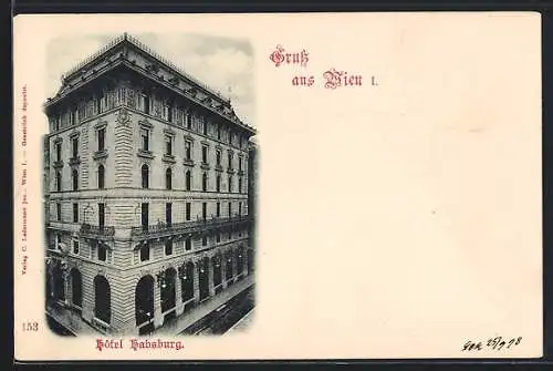 AK Wien, Hotel Habsburg aus der Vogelschau