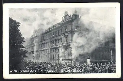 AK Wien, Der in Brand geratene Justizpalast, 15. Juli 1927