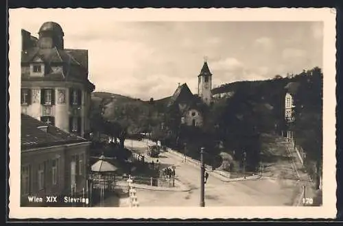 AK Wien-Sievering, Strassengabelung an der Kirche