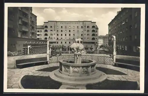 AK Wien, Anlagen mit Brunnen am Matteottihof