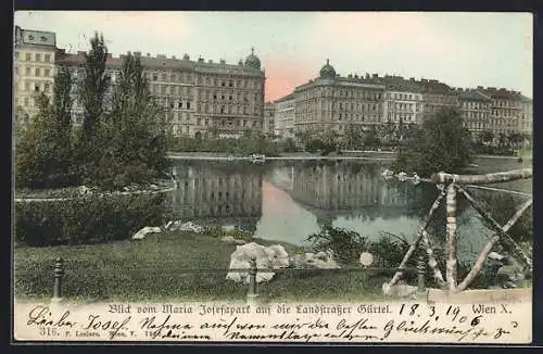 AK Wien, Blick vom Maria Josefapark auf die Landstrasser Gürtel