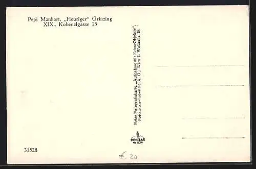 AK Wien, Grinzing, Gasthaus Heuriger Pepi Manhart, Kobenzlgasse 15, Gartenansicht mit Pavillon