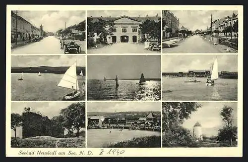 AK Neusiedl am See, Segelboote auf dem See, Strassenpartie, Ruine