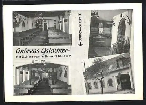 AK Wien, Gasthaus Andreas Gstaltner`s Heuriger, Stammersdorfer Strasse 21, mit Innenansichten