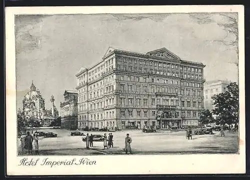 Künstler-AK Wien, Das Hotel Imperial, Kärntnerring 16