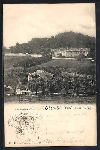 AK Wien, Ober-St. Veit, Blick auf die Einsiedelei