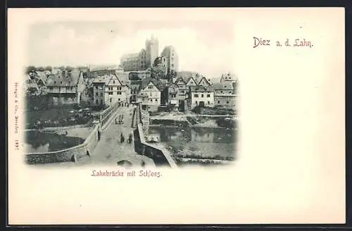 AK Diez, Lahnbrücke mit Schloss