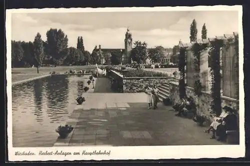 AK Wiesbaden, Blick auf die Herbert-Anlagen am Hauptbahnhof