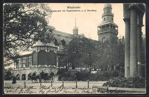 AK Wiesbaden, Restaurant mit Aussichtsturm a. d. Neroberg