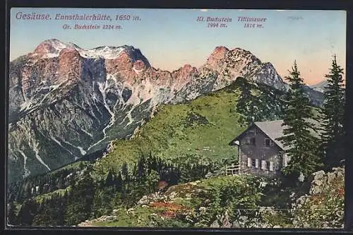 AK Ennsthalerhütte, Berghütte mit Tiflimauer u. Kl. Buchstein