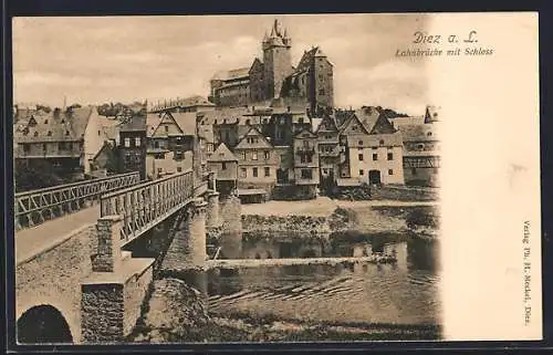 AK Diez a. L., Lahnbrücke mit Schloss