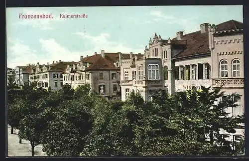 AK Franzensbad, Kulmerstrasse mit Bäumen