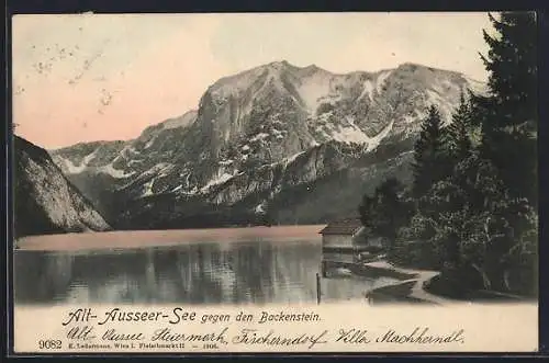 AK Altaussee, Blick über den Alt-Ausseer-See gegen den Backenstein