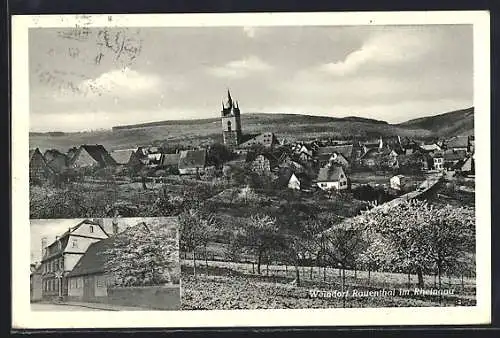 AK Eltville, Hotel Weinhaus Engel, Ortspanorama mit Kirche