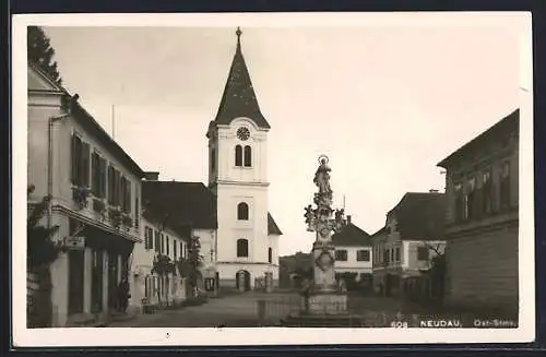 AK Neudau, Ansicht Kirche am Hauptplatz