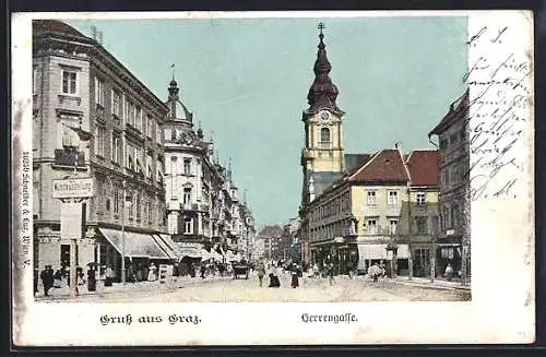 AK Graz, Passanten in der Herrengasse