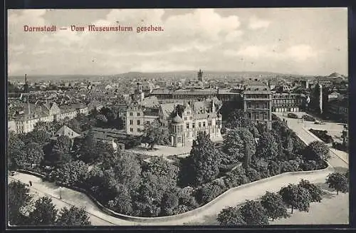 AK Darmstadt, Ortsansicht vom Museumsturm aus