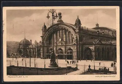 AK Frankfurt, Hauptbahnhof mit grosser Laterne