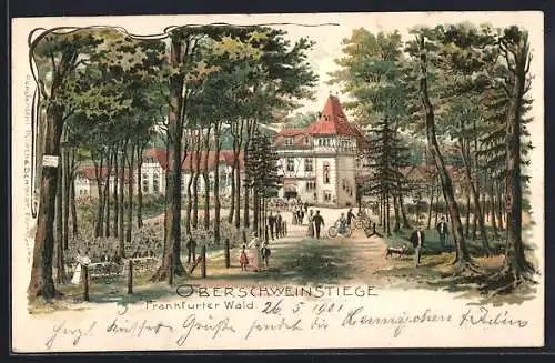 Künstler-Lithographie Frankfurt Sachsenhausen, Waldpartie bei der Oberschweinstiege