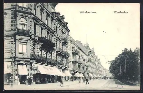 AK Wiesbaden, Partie in der Wilhelmstrasse