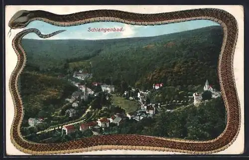 AK Schlangenbad, Panoramablick auf den Ort