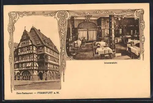 AK Alt-Frankfurt, Dom-Restaurant, Frontalansicht und Inneres