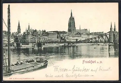 AK Frankfurt a. M., Stadtansicht mit Brücke