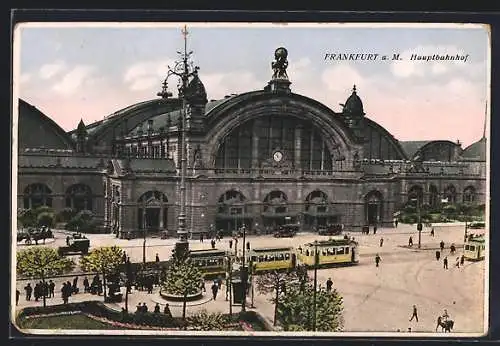 AK Frankfurt, Strassenbahn vor dem Hauptbahnhof